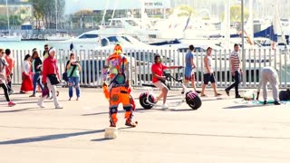 Funny Street Performer "KARCOCHA" In Barcelona