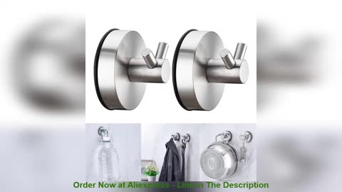 ✅ 2pcs 5KGS Vacuum Suction Cup Hook Reusable Hanger Towel Hooks Stainless Steel Robe Hook Nickel