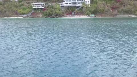 Flying drone on Megan’s Bay in St. Thomas