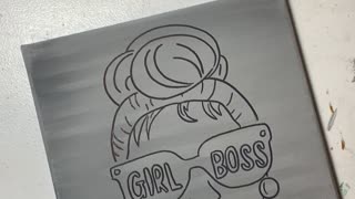 Girl Boss glitter painting