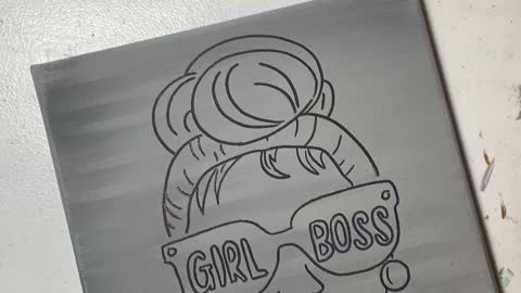 Girl Boss glitter painting