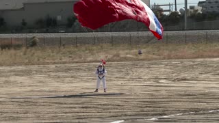 Patrick Byrne skydiving into groundbreaking ceremony