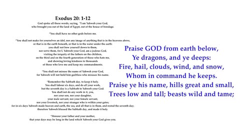 Psalm 148 "The LORD of heav’n confess, on high his glory raise." Tune: St John. Scottish Psalter