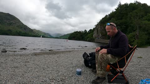 Sitting at ulleswater lake. Lake district