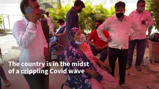 Indian Covid patients flock to makeshift tent for lifesaving oxygen