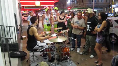 Drummers amazing skills turns the crowd wild