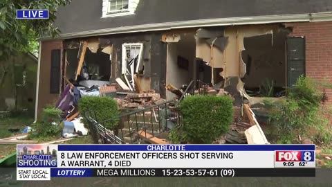 Live look at the house at the center of Charlotte shooting that killed 4 law enforcement officers