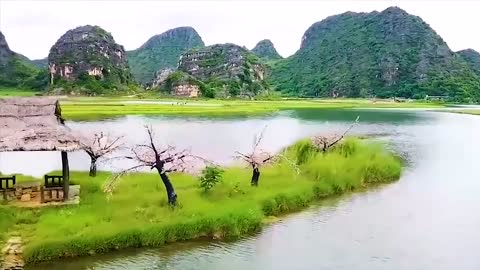 Beautiful small island in the river