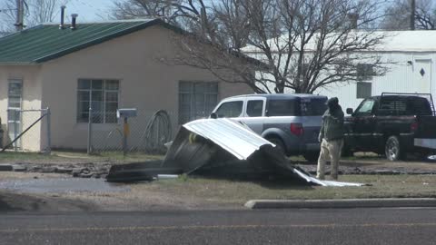 Powerful Winds Push Semi Truck Over