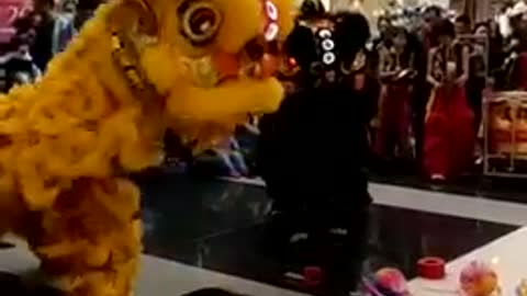 Lion dance during mid-autumn festival