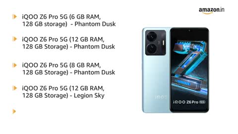 iQOO Z6 Pro 5G (Legion Sky, 6GB RAM, 128GB Storage) | Snapgradon 778G | 66W FlashCharge | 1300 nits.