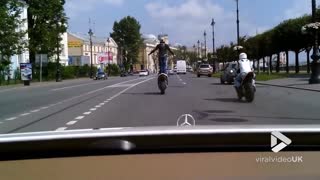 Stunt rider throws wedding confetti at couples car || Viral Video UK