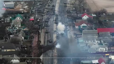 A very large Russian column of tanks was hit by Ukrainian drones