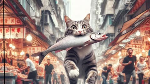 Hilarious Cat Burglar Escapes Fish Market Fiasco!