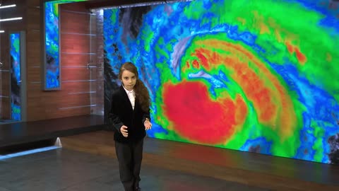 Bambina meteorologa per sensibilizzare su cambiamenti climatici