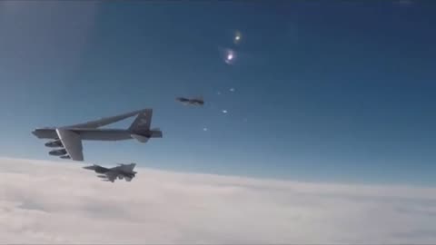 How B52 and f16 showing their capabilities