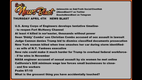 Thursday, April 4, 2024 News Blast