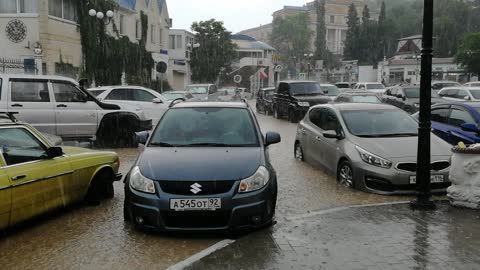 A strong rain in Crimea