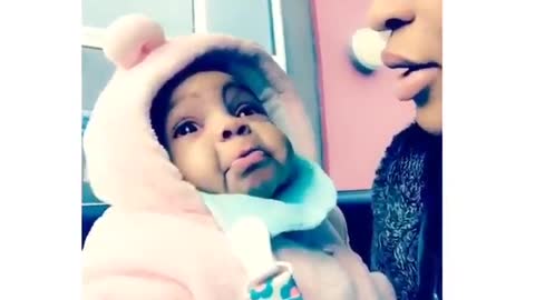 Baby gets very emotional when mom sings to her