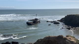Shipwreck spotted off the California coastline near Morro Bay.
