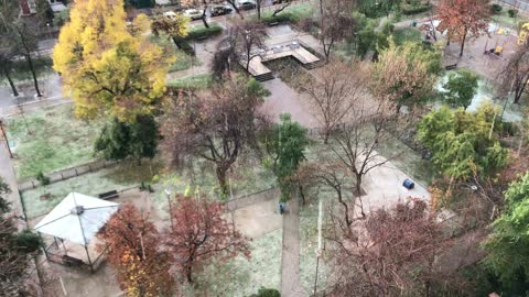 Hail rain in Santiago, Chile