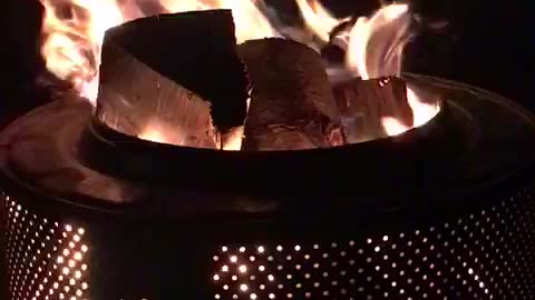 Outdoor fireplace from an old washing machine