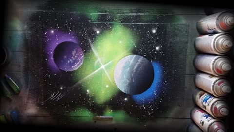 Green Nebula - Spray Paint Art- ASMR - Short