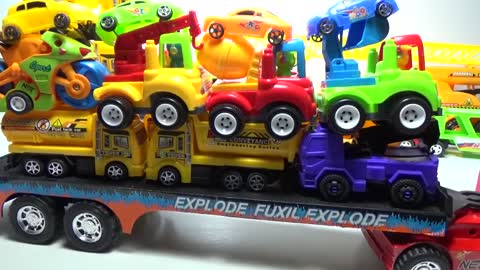 Child Studio - mother truck transport alot of trucks | trucks toy