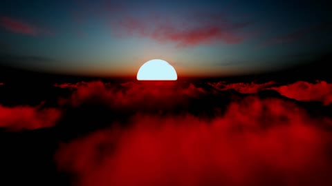 Stunning sun in the sunset over the clouds