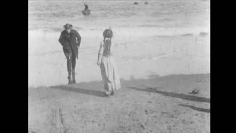 Lines Of White On A Sullen Sea (1909 Original Black & White Film)