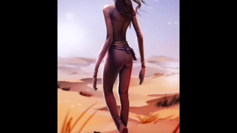 Drawing Process Girl In A Desert