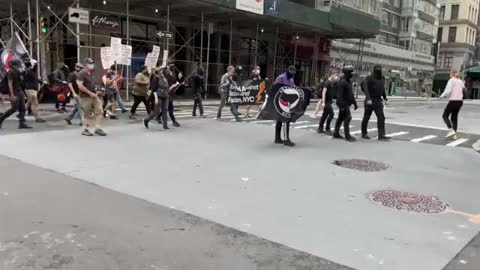 Extremist Group Carries Sign "duck justice we want vengeance" at counter protest in NYC