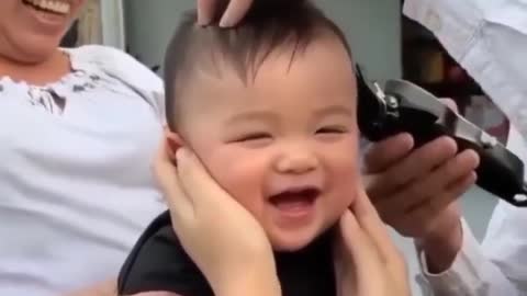 Cute baby Funny Hair Cutting