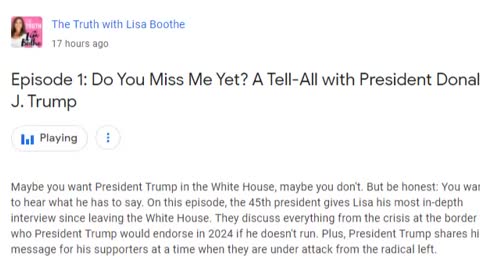 The Truth with Lisa Boothe Do You Miss Me Yet? A Tell-All with President Donald J. Trump Podcast