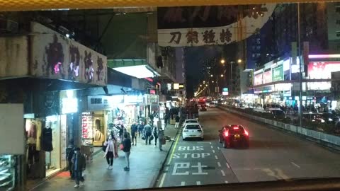 Road View at night from Bus Route#171 from SSpo to Cheung Sha Wan 20.1.2021 (1 of 3)
