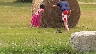 Hay bale flipping