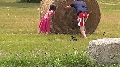 Hay bale flipping