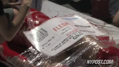 LIVE HUMAN MEAT PACKAGES OF ART DESIGNED TO DESENSITIZE NEW YORKERS INTO CANNIBALISM