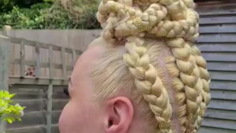 Feed-in braids on blond hair
