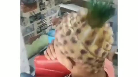 crazy prank shaving pineapple model friend's hair