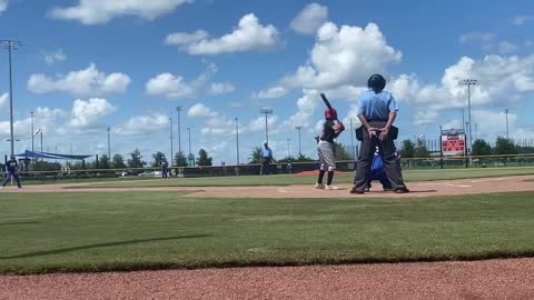 Drayden breaks his bat and lands a double