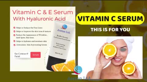 Areton Vitamin C Serum With Hyaluronic Acid , Kojic Acid ,Vitamin E for Glowing Skin and to Enhance Skin Complexion.