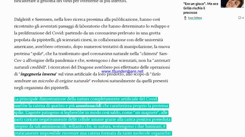 Certo oltre ogni ragionevole dubbio che il virus è artificiale e ha una carica positiva