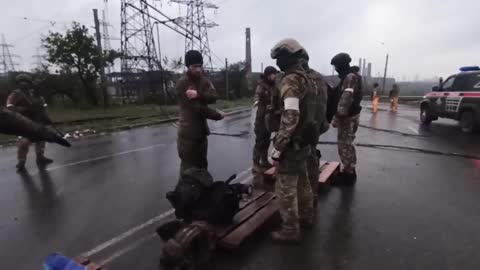 Ukraine War - Another group of 'Azov' battalion surrendering at Azovstal.