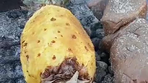 grilled pineapple on the fire