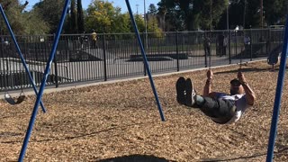 46 year old man flips out of swing