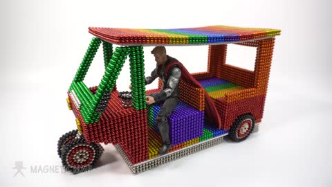 DIY How To Make Electric Rickshaw (Tuk Tuk) with Magnetic Balls Satisfaction 100% | Magnetic Man 4K