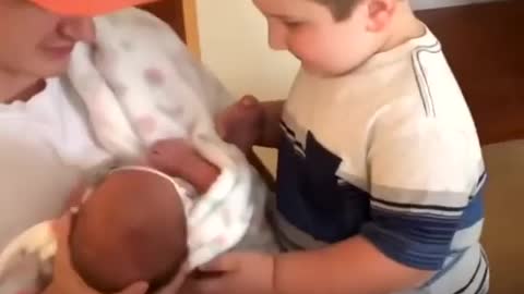 Four Year Old Boy Does not Handle his Sister's Cuteness