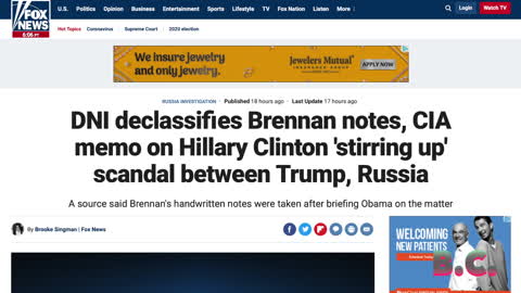 DNI declassifies Brennan notes, CIA memo on Hillary Clinton 'stirring up' scandal Trump, Russia