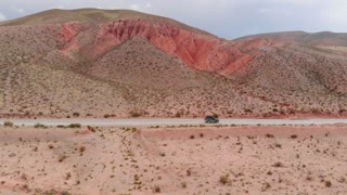 Drone captured fantastic footage of vehicle in deserted road